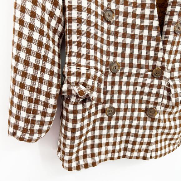 Ann Taylor Womens Vintage Career Academia Gingham‎ Plaid Preppy Blazer Size 2 - Picture 2 of 7